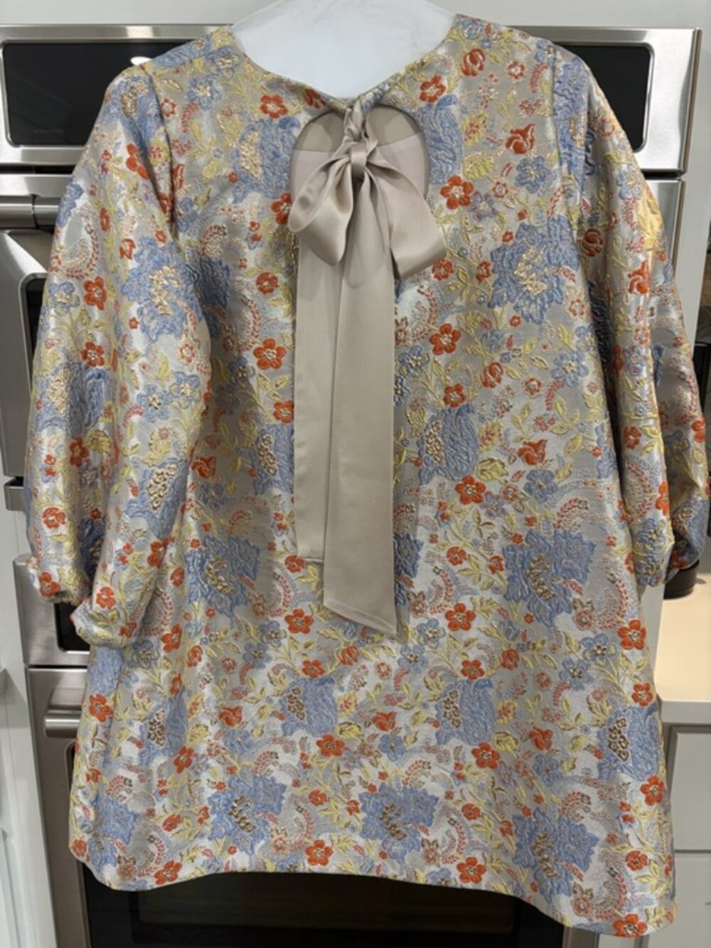 Mestiza New York Rosana Metallic Jacquard Floral Print Dress - Picture 2 of 6